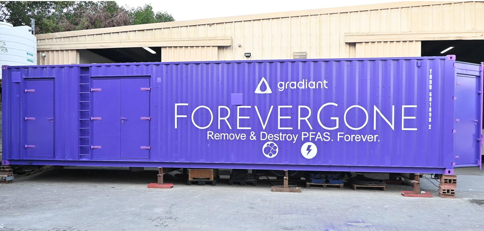 Sideview of Gradiant's containerized ForeverGone technology