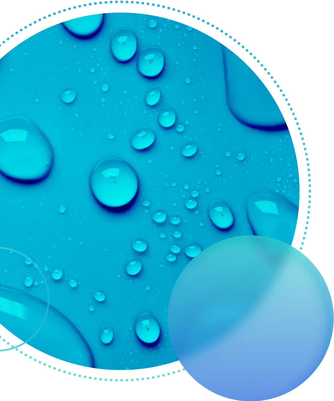 Symbolic image of contained water droplets reflecting Gradiant’s commitment to sustainable water use.