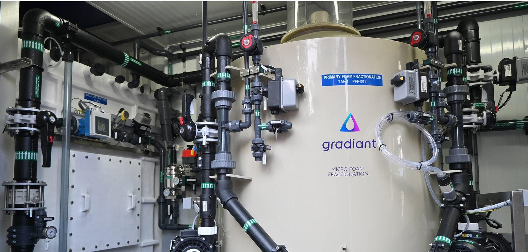 Close-up of the micro-foam fractionation unit