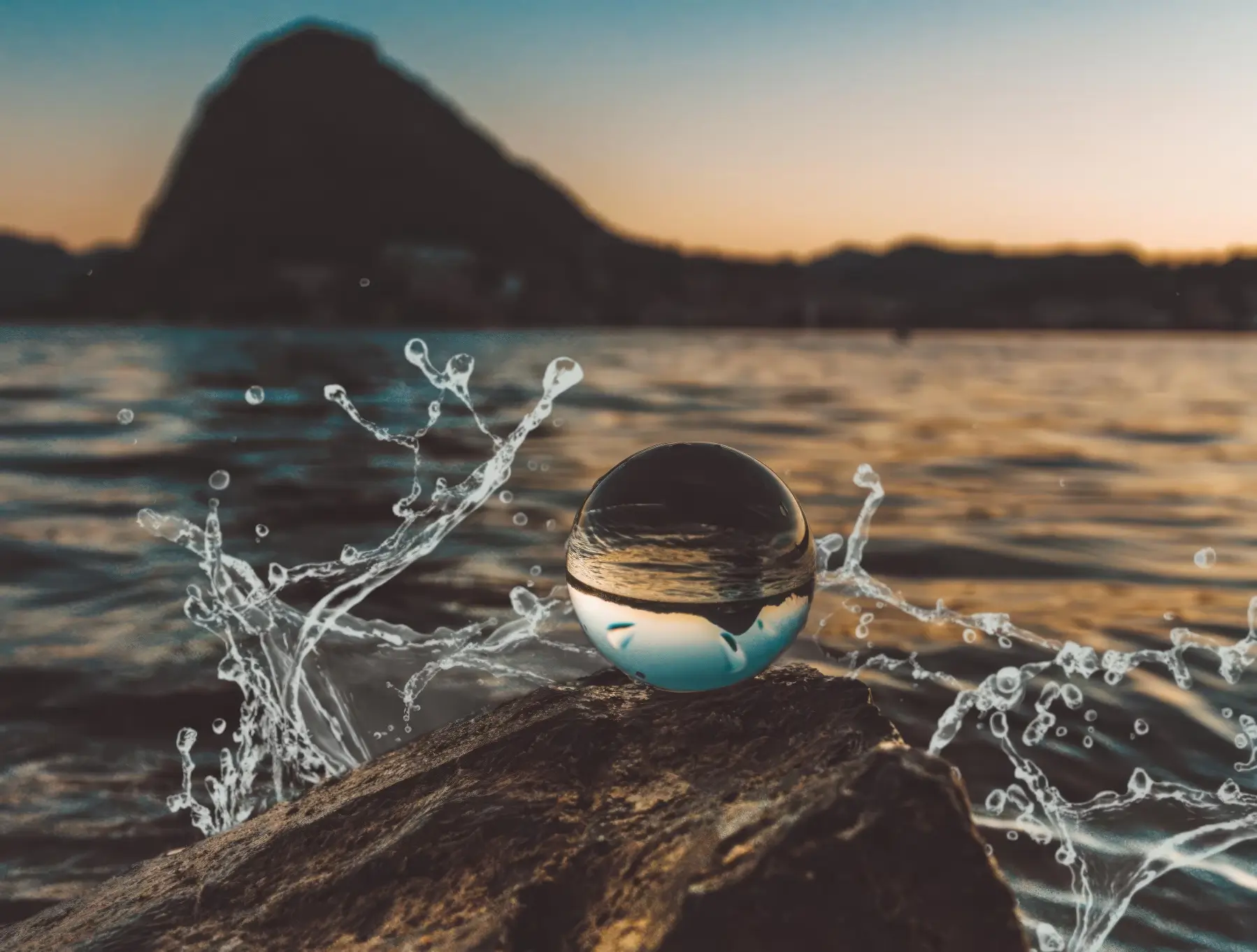 Image of a waterdrop in front of the ocean, representing Gradiant's commitment to sustainable water treatment