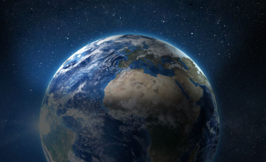 A high-resolution image of Earth viewed from space, showcasing India.