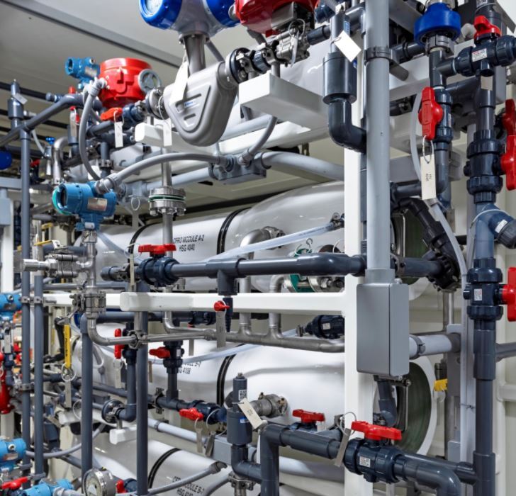Gradiant's RO Infinity (ROi) membrane solution with high-pressure piping, control valves, and sensors designed for industrial desalination, ZLD, and wastewater reuse projects.