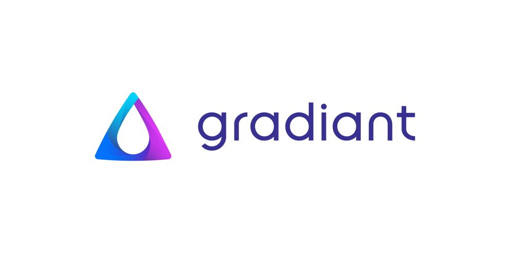 Gradiant’s new logo and visual identity displayed over flowing water, representing sustainable water solutions, innovation, and the company’s renewed purpose to reduce, reclaim, and renew water resources.