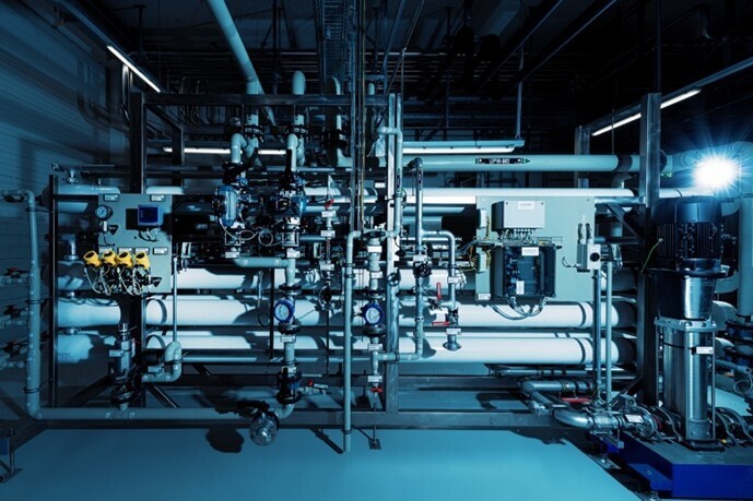 Industrial CFRO membrane system with pumps, piping, and control panels used for high-salinity brine treatment, enabling high water recovery and efficient Zero Liquid Discharge operations.