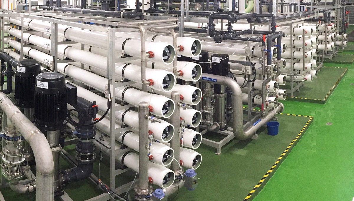 Membrane-based reverse osmosis water treatment system at Advanced Watertek’s manufacturing facility acquired by Gradiant.
